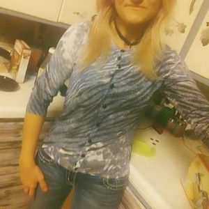 Blue/gray animal print sweater